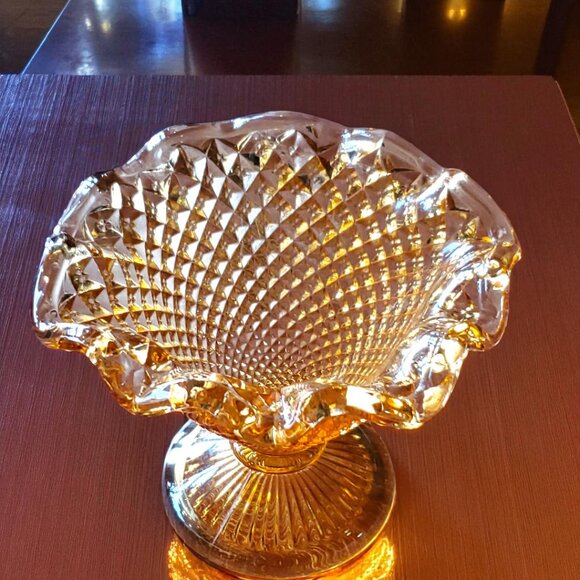 Westmoreland English Hobnail Amber Ruffled Compote/Candy Dish - Mid Century - Picture 7 of 7